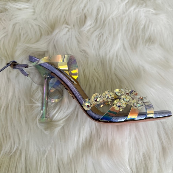 Aquazzura
Meteorite PVC Embellished Ankle-Strap Sandals - Picture 12 of 13